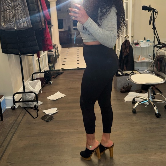 Gucci Black Suede Mules with Gold Accents - Picture 6 of 6